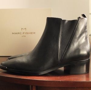 Marc Fisher Fancy Chelsea Boot Black Leather Sz 8M